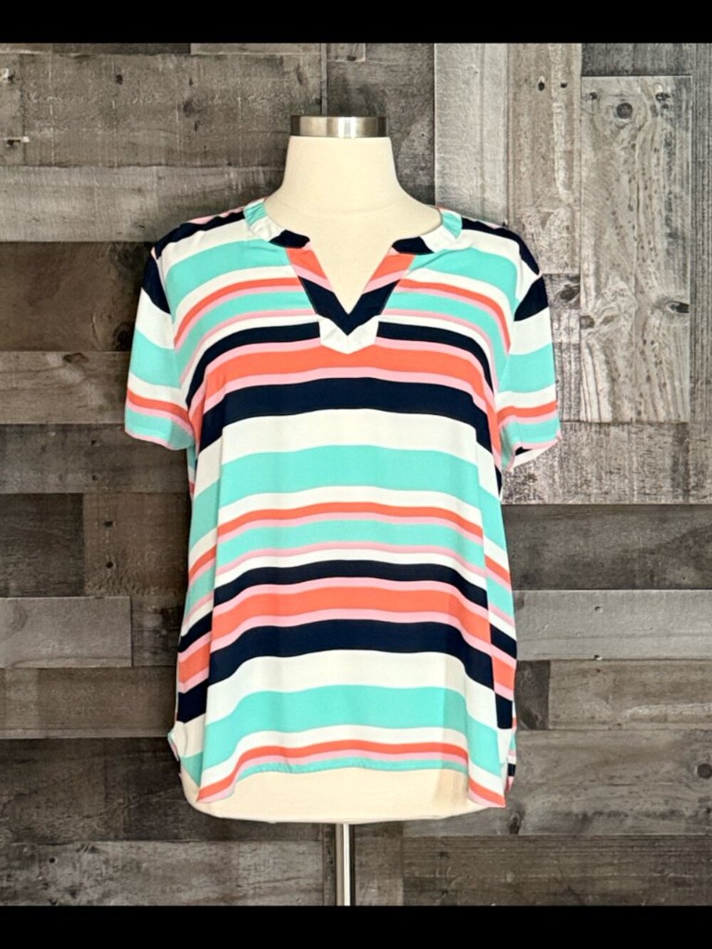 Van Heusen Henley top XXLarge rainbow stripes preppy gorpcore business casual